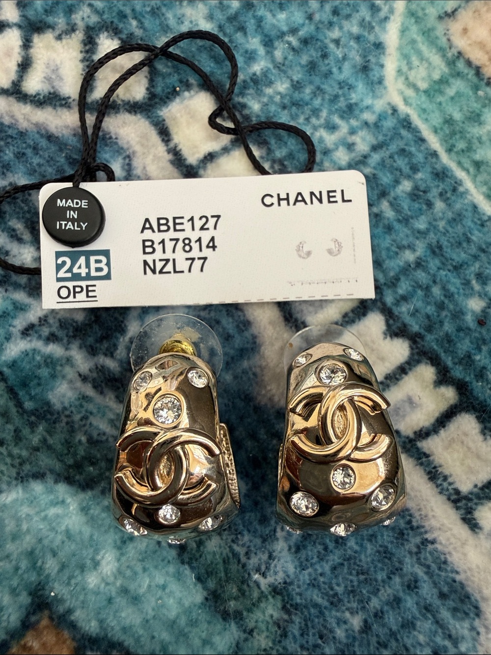 Authentic Chanel Strass CC Hoop Earring from the 2024 Fall/Winter Collection